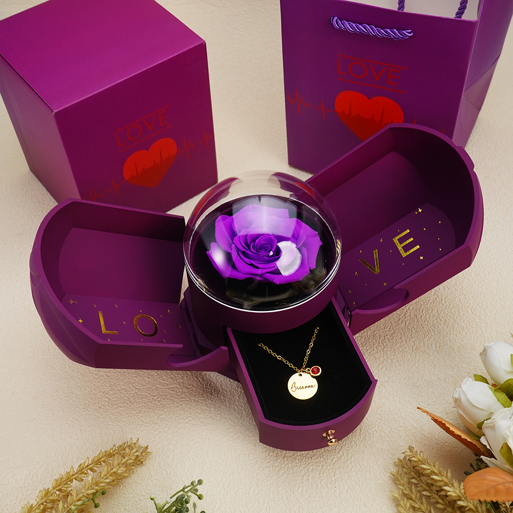 Endless Love - Birthstone Necklace with Engravings - Gold