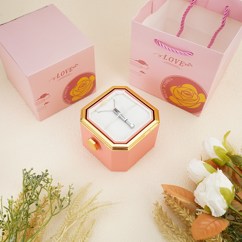 Forever Love - Eternal Rose Box Pillar necklace