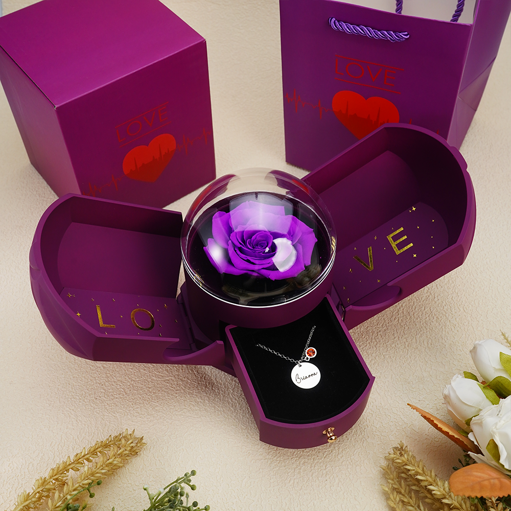 Endless Love - Birthstone Necklace with Engravings - Gold