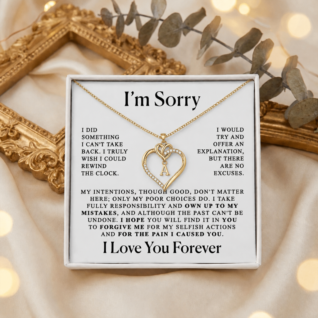 Apology Gift For Her - Heart Initial Necklace for your love