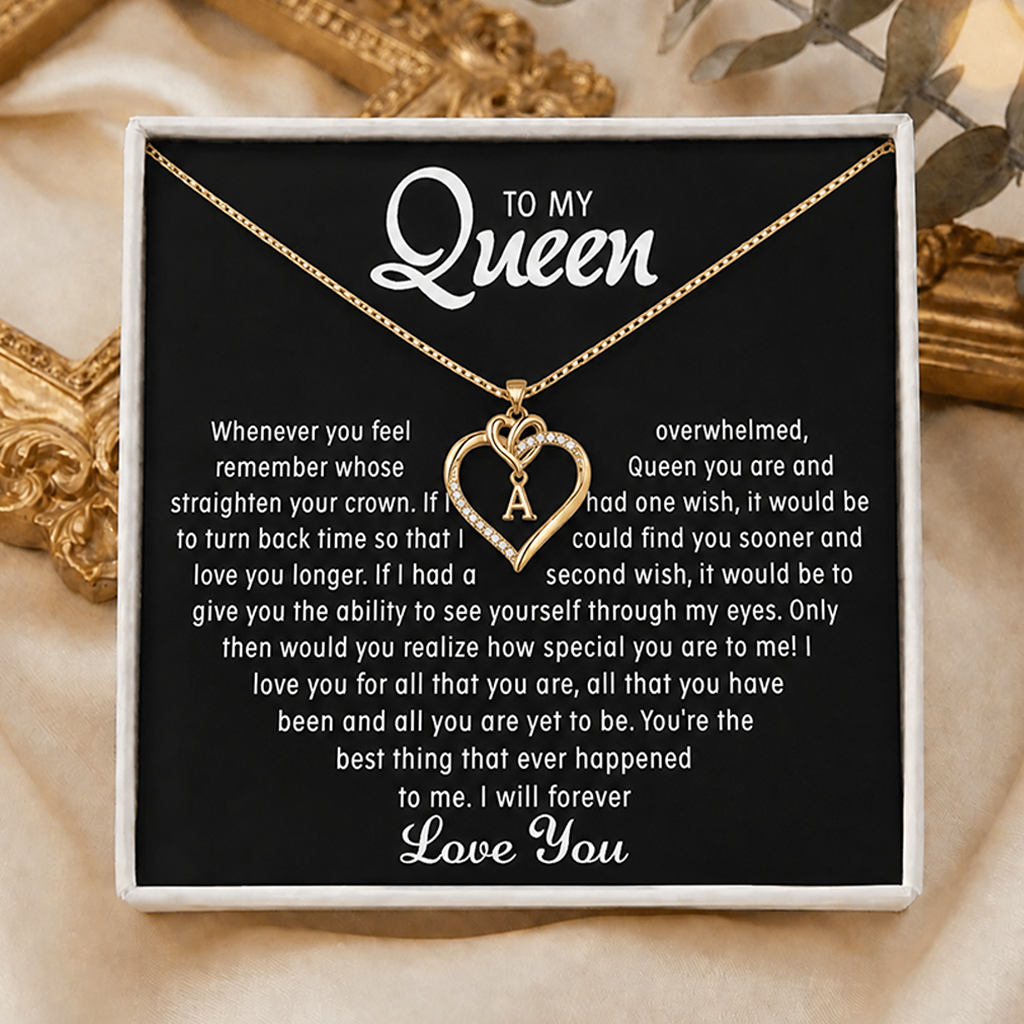 To My Queen - Heart Initial Necklaces for your love