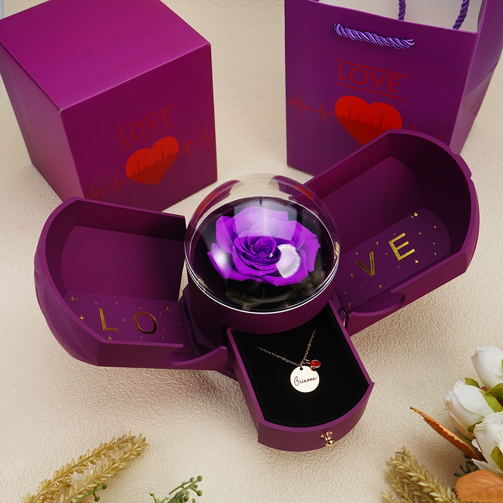 Endless Love - Birthstone Necklace with Engravings - Gold