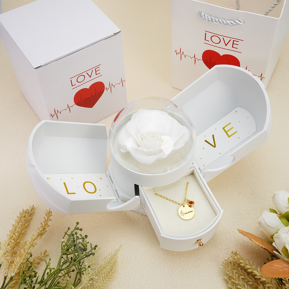 Endless Love - Birthstone Necklace with Engravings - Gold