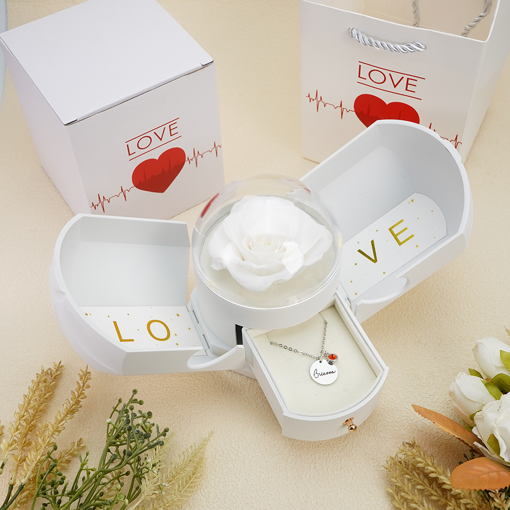 Endless Love - Birthstone Necklace with Engravings - Gold