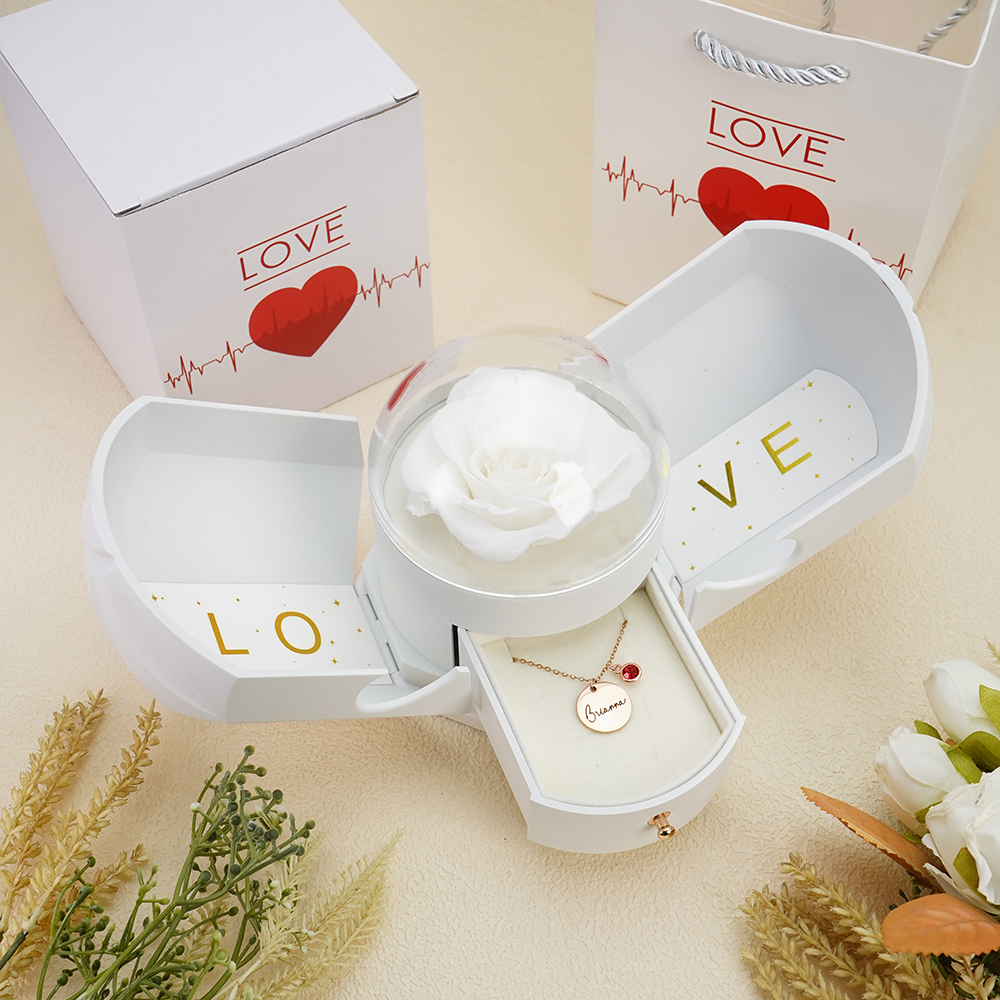 Endless Love - Birthstone Necklace with Engravings - Gold