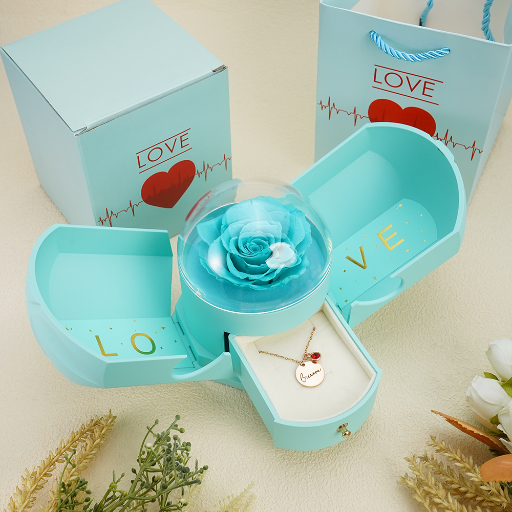 Endless Love - Birthstone Necklace with Engravings - Gold