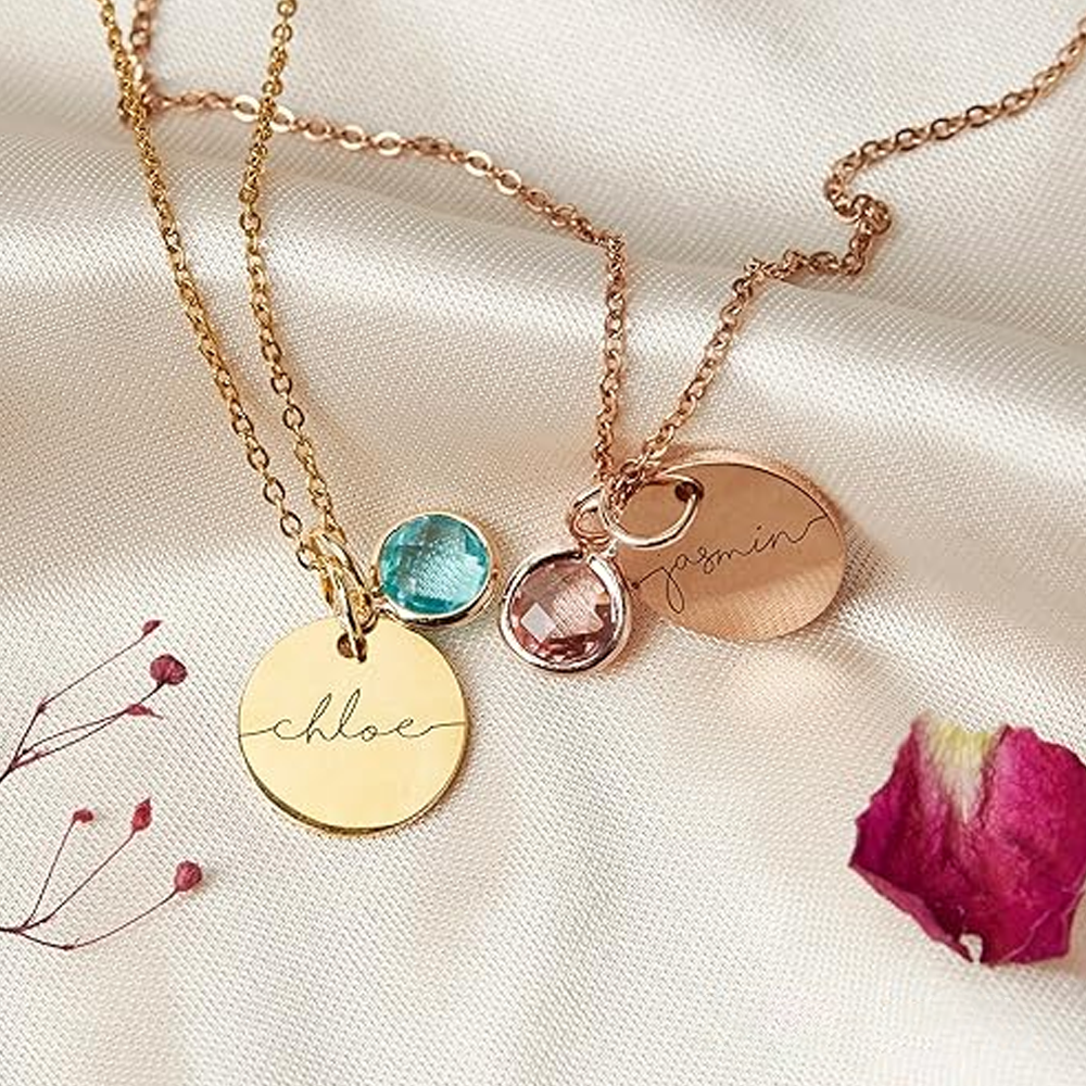 Endless Love - Birthstone Necklace with Engravings - Gold