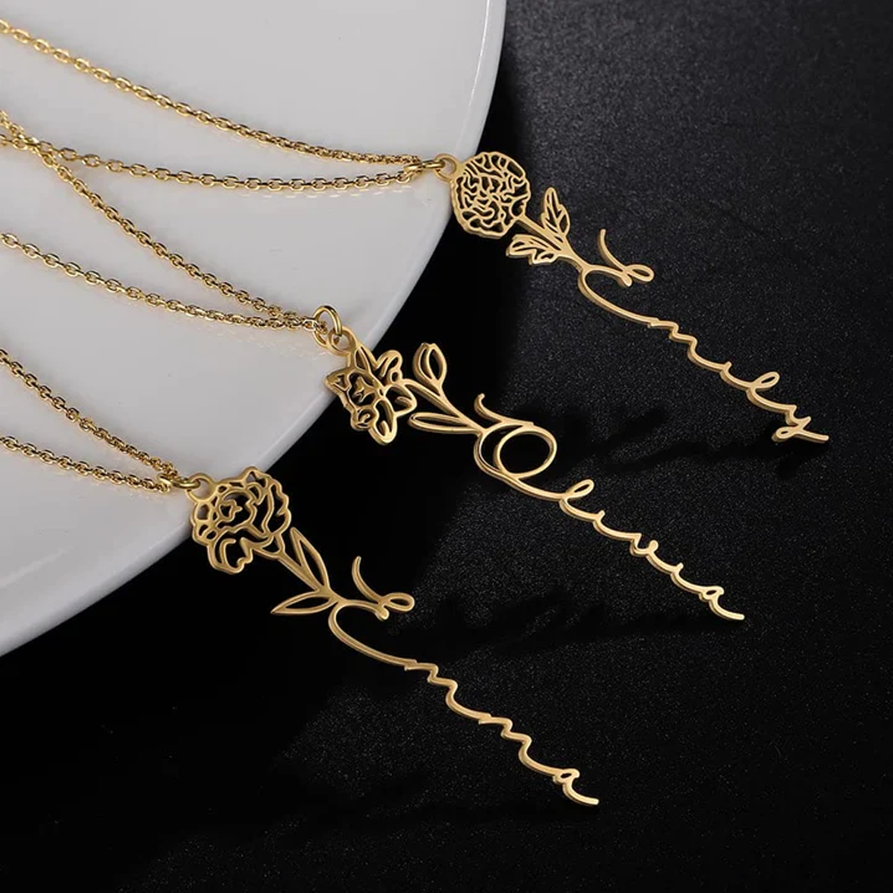 To My Daughter - Birth Flower Name Necklace