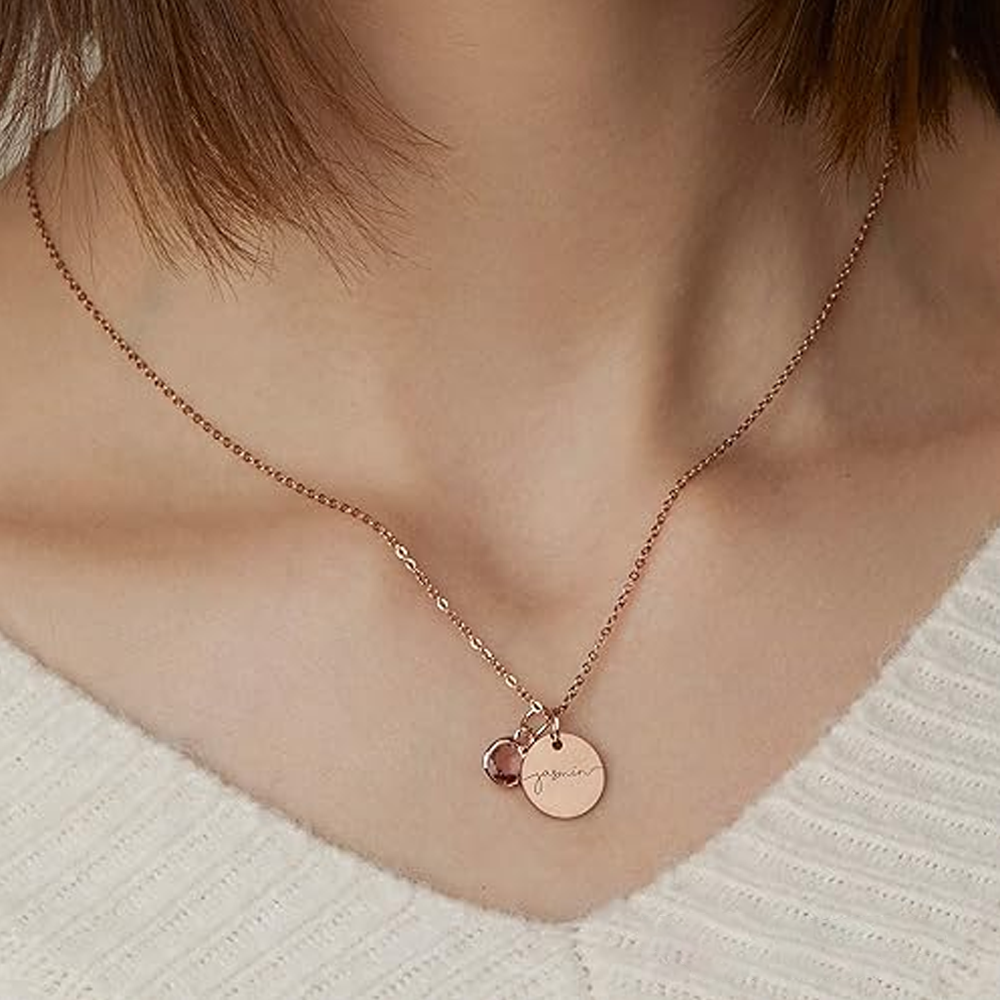Endless Love - Birthstone Necklace with Engravings - Gold