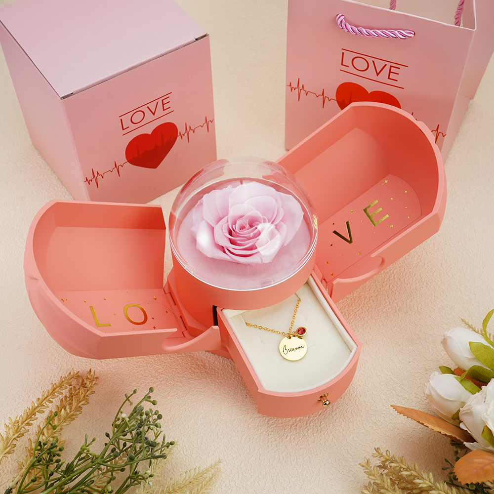 Endless Love - Birthstone Necklace with Engravings - Gold