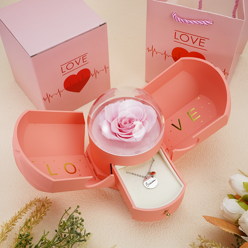 Endless Love - Birthstone Necklace with Engravings - Gold