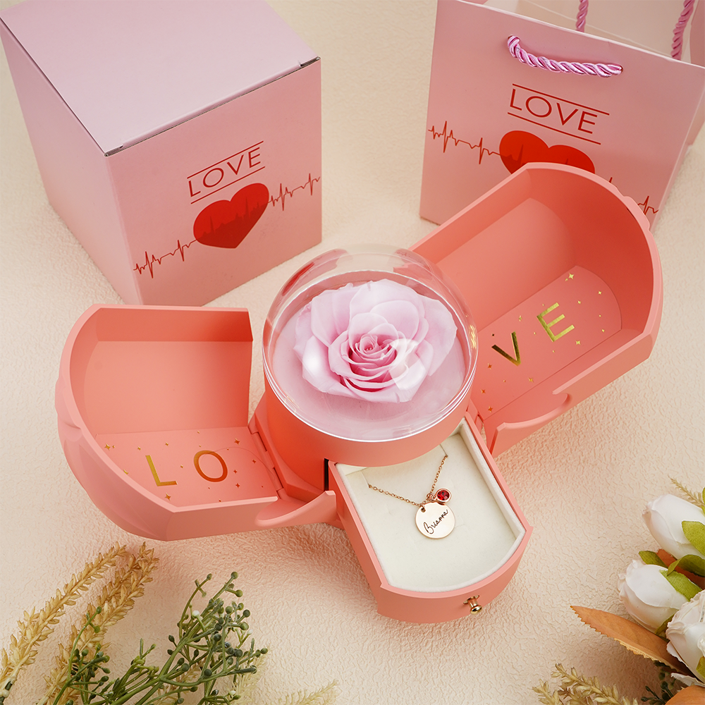 Endless Love - Birthstone Necklace with Engravings - Gold