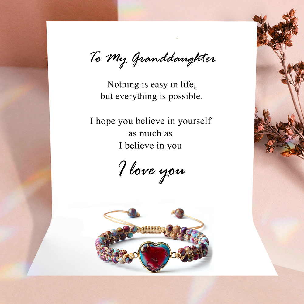 To my Granddaughter - Heart bracelet - Green