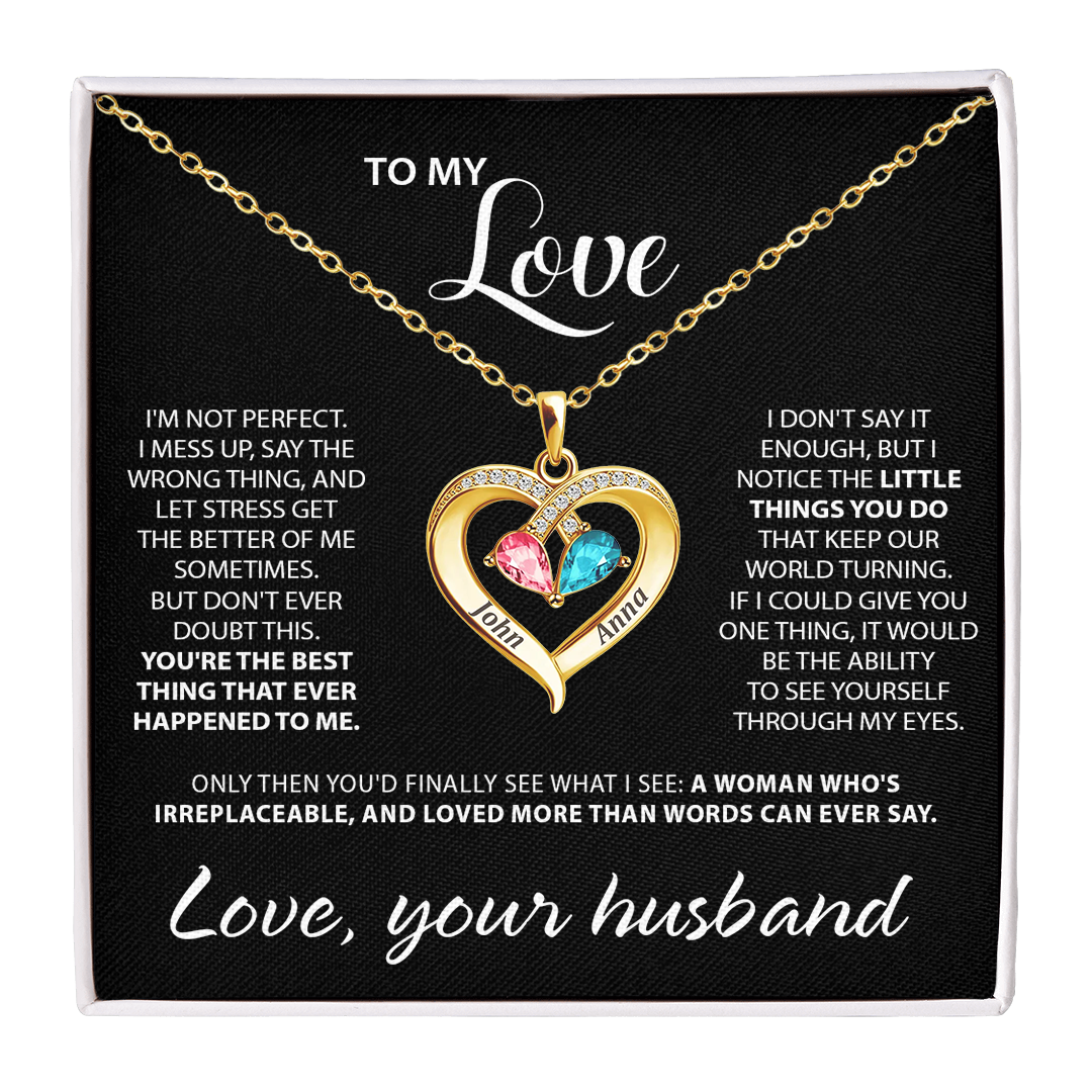 To My Love - Birthstone Heart Necklace