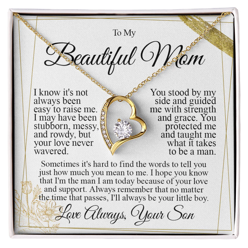 To My Mom - I Love You Heart Necklace