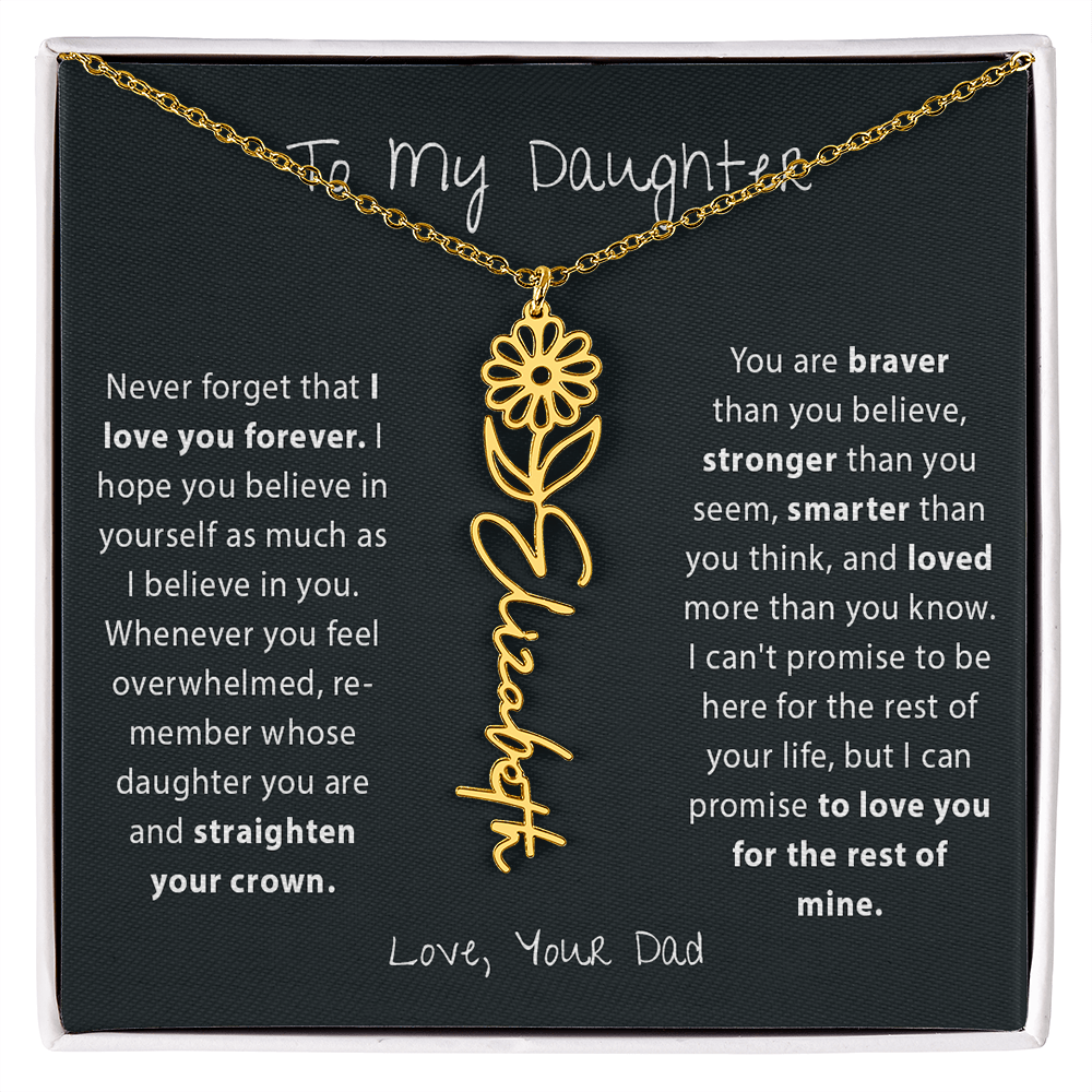 To My Daughter - Birth Flower Name Necklace