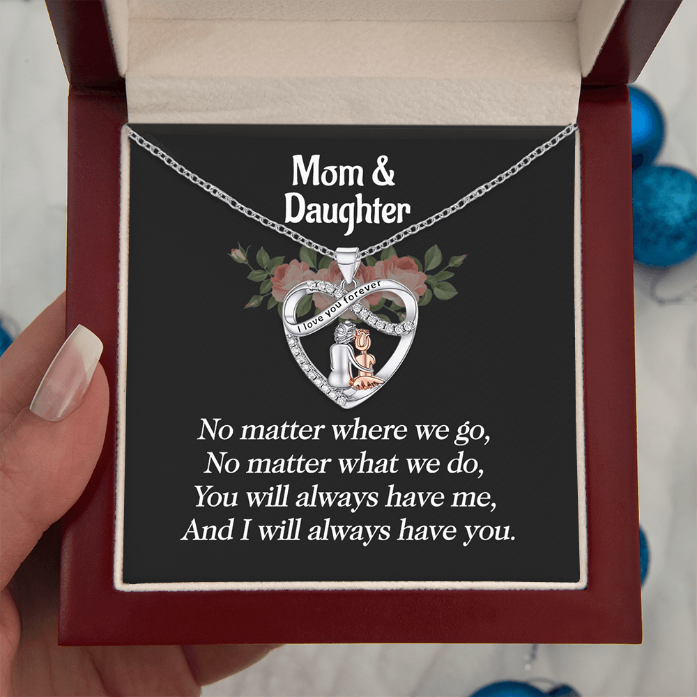 To My Daughter - You Will Always Have Me at your Side - Heart Necklace