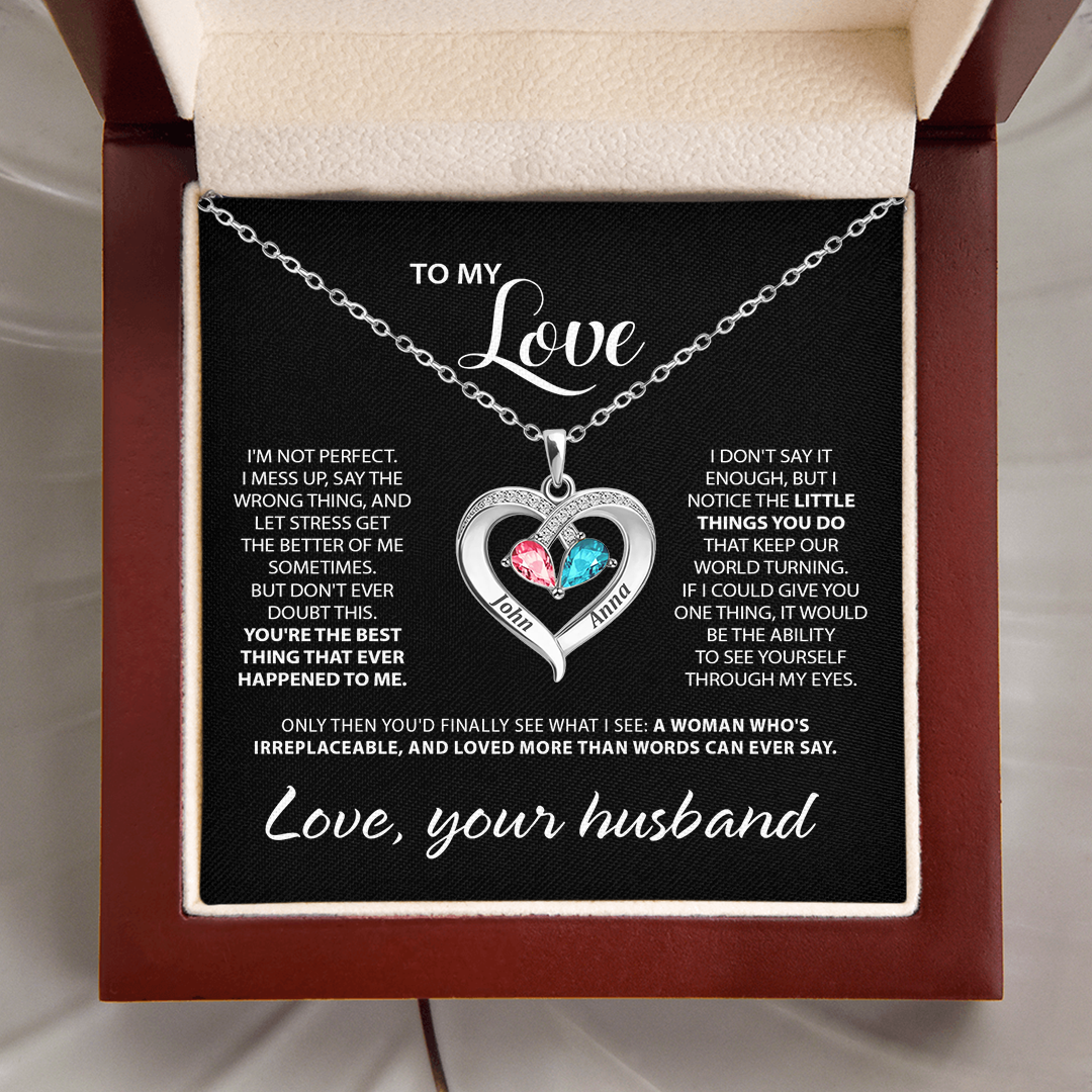 To My Love - Birthstone Heart Necklace