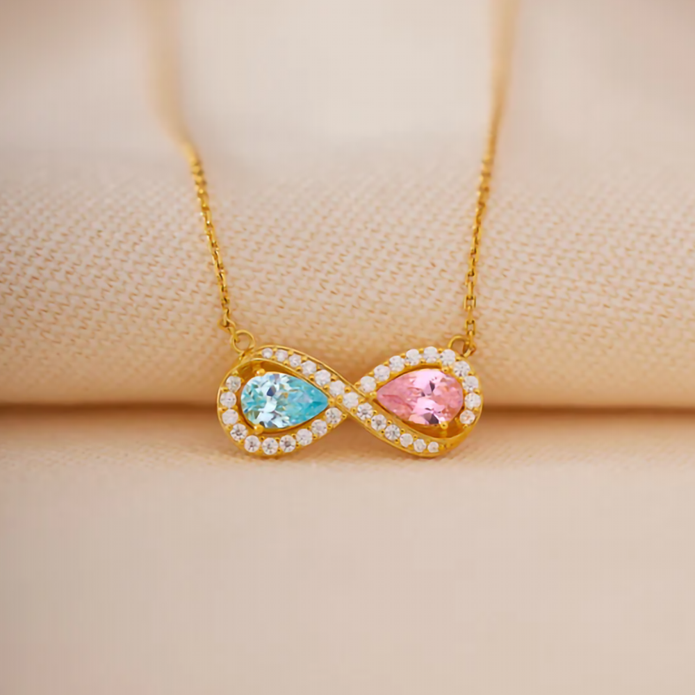 I Love you Forever - Eternal Necklace with birthstones