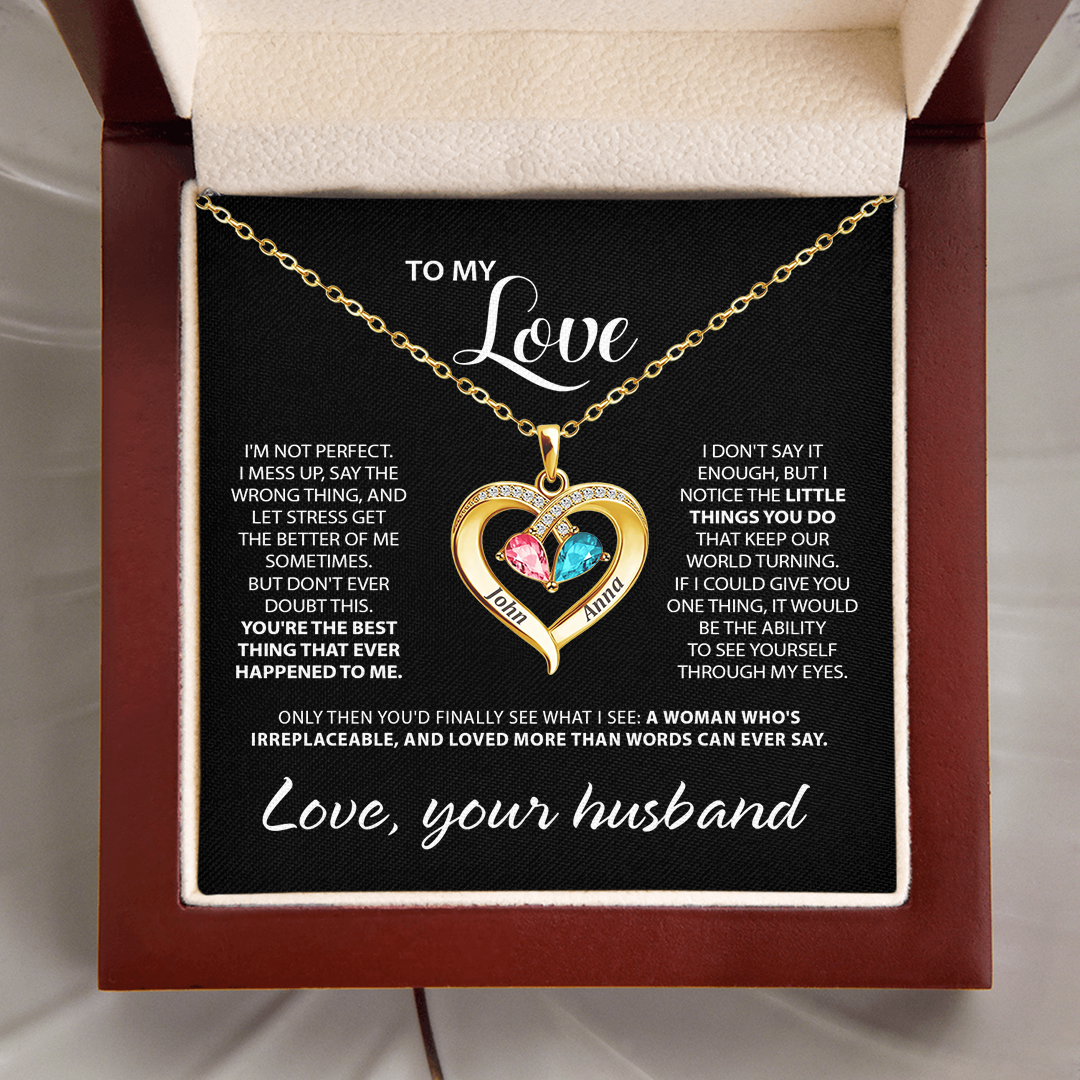 To My Love - Birthstone Heart Necklace