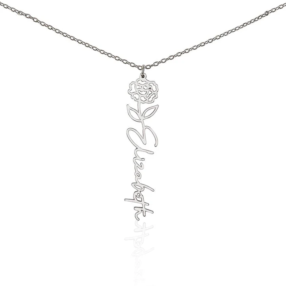 To my Daughter - Never forget - Birth Flower Name Necklace