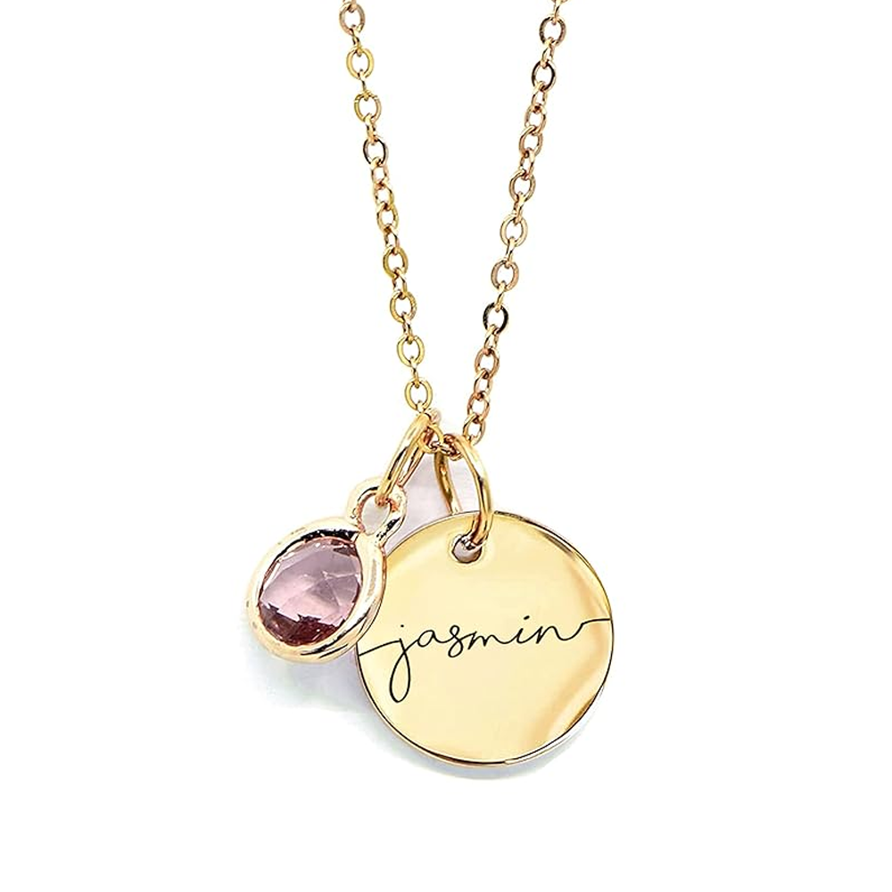 Endless Love - Birthstone Necklace with Engravings - Gold