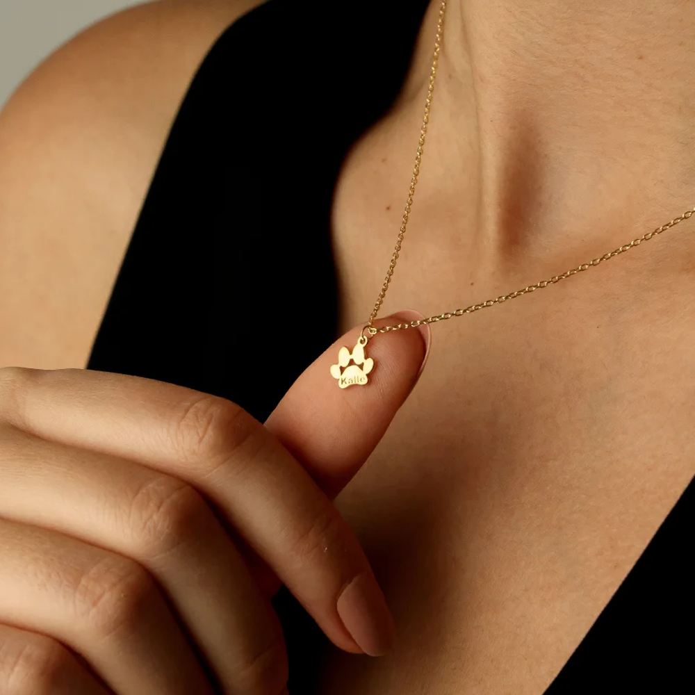 Paw Print Name Bracelet - Gold