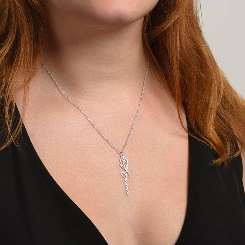 To My Daughter - Birth Flower Name Necklace