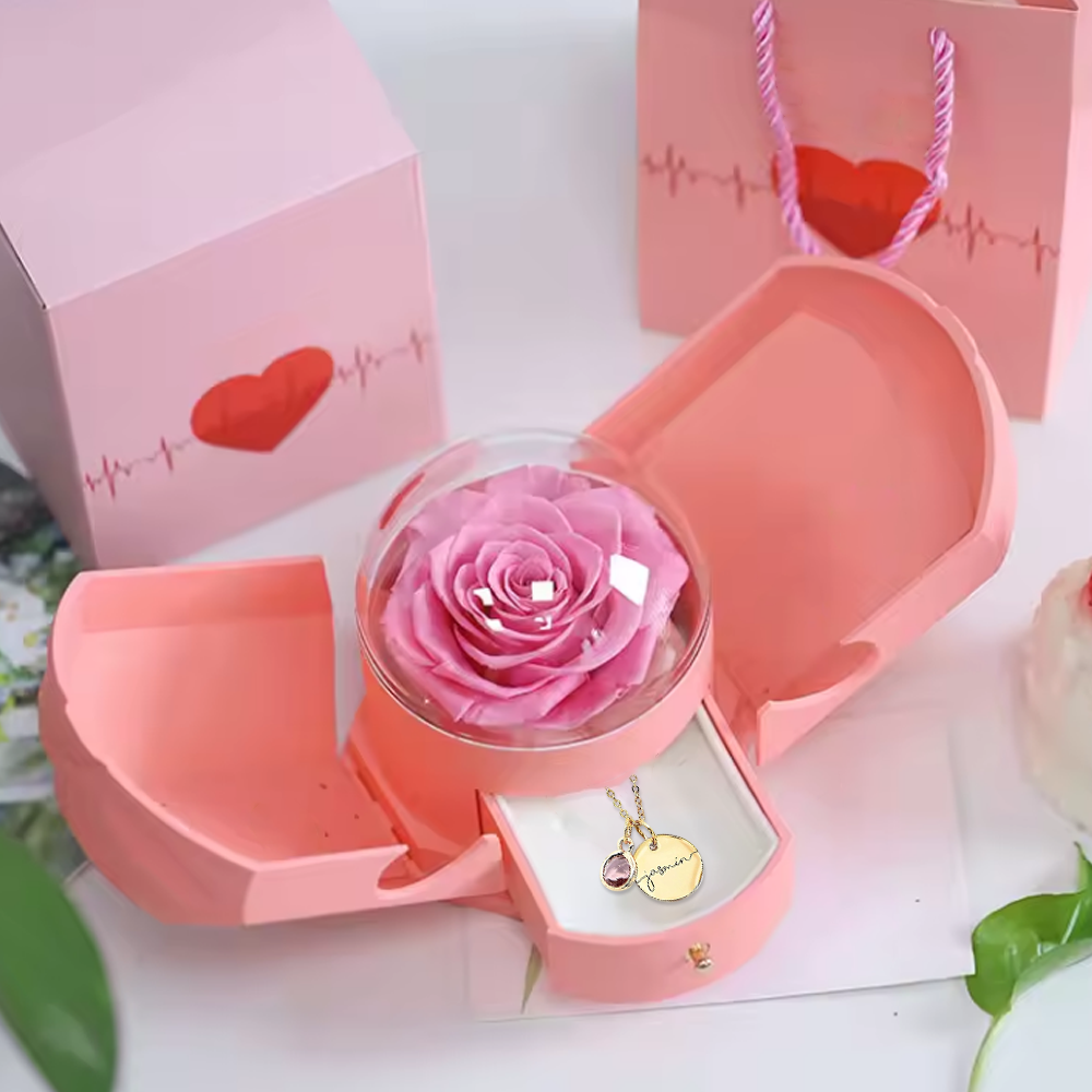 Endless Love - Birthstone Necklace with Engravings - Gold