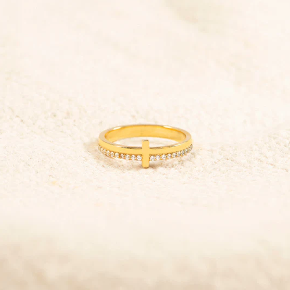 Dear Daughter - Never Quit Golden Cross Ring