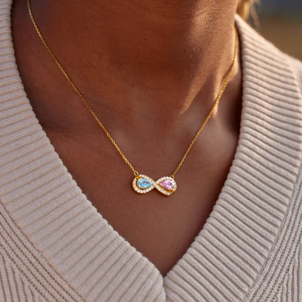I Love you Forever - Eternal Necklace with birthstones