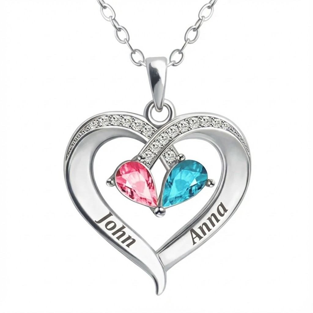 To My Queen - Birthstone Heart Necklace
