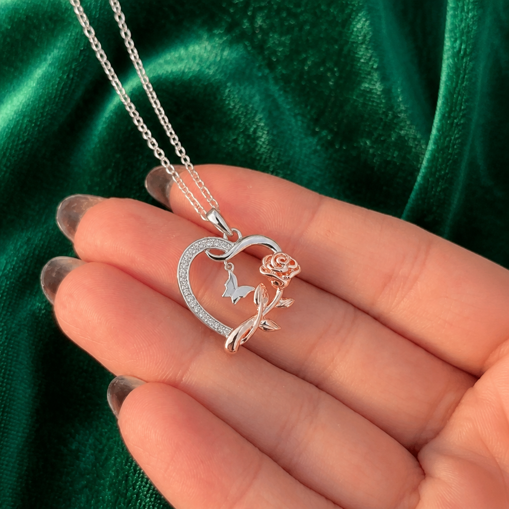 To My Mom - Rose and Butterfly Necklace