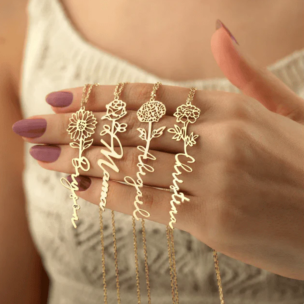 To my Daughter - Never forget - Birth Flower Name Necklace