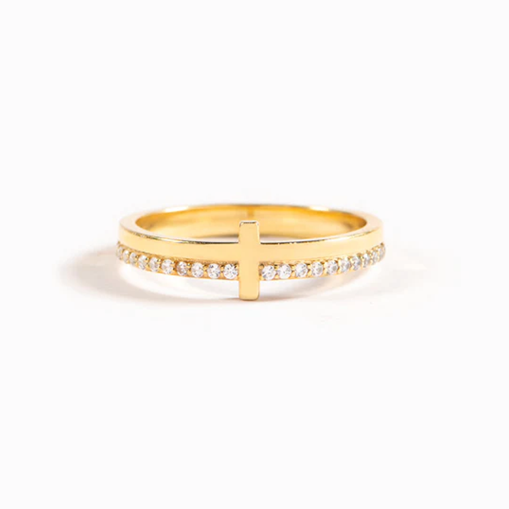 Dear Daughter - Never Quit Golden Cross Ring