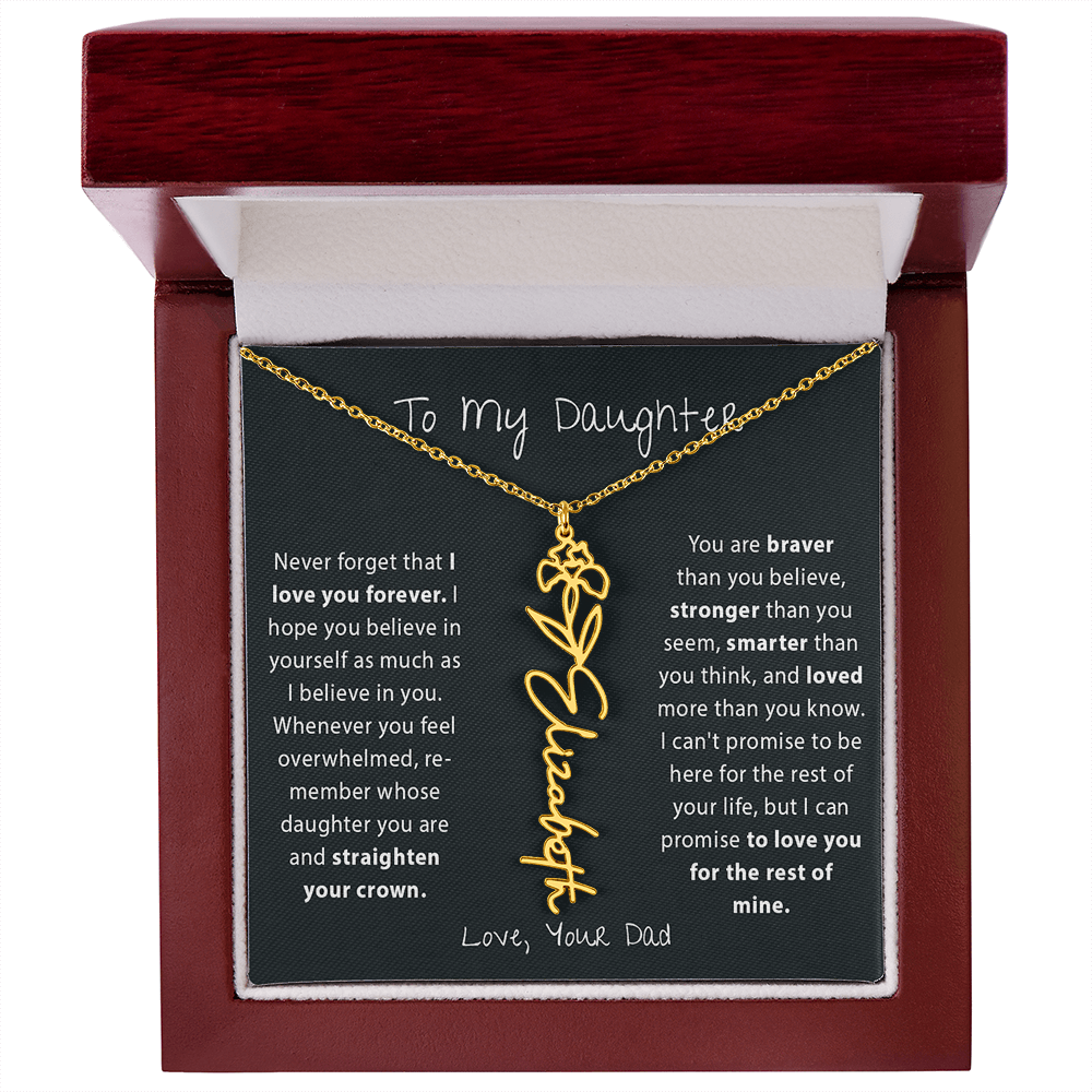 To My Daughter - Birth Flower Name Necklace